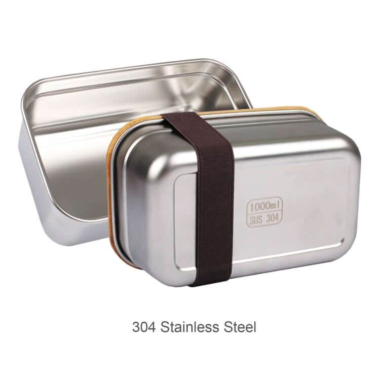 1000ml Stainless Steel Lunch Box with Bamboo Lid - Giftmart.sg