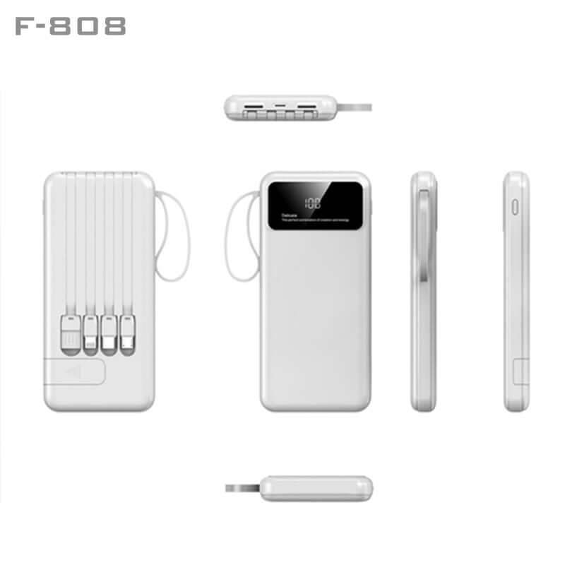 10000mAh Powerbank with 4 Detachable Built-in Cables & Mobile Stand - Giftmart.sg