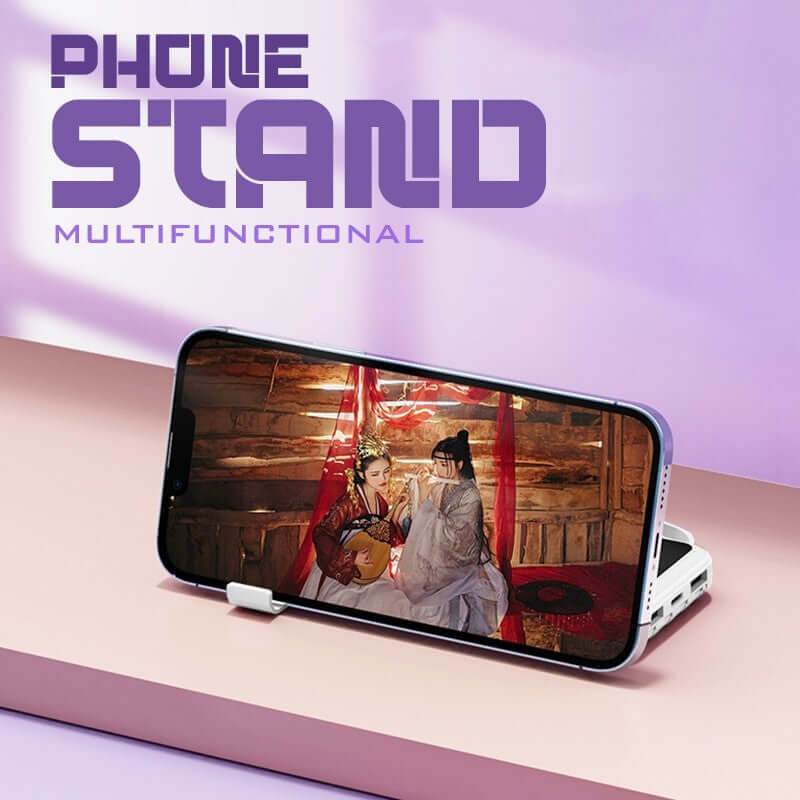 10000mAh Powerbank with 4 Detachable Built-in Cables & Mobile Stand - Giftmart.sg