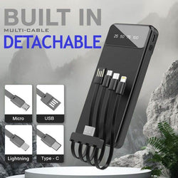 10000mAh Powerbank with 4 Detachable Built-in Cables - Giftmart.sg