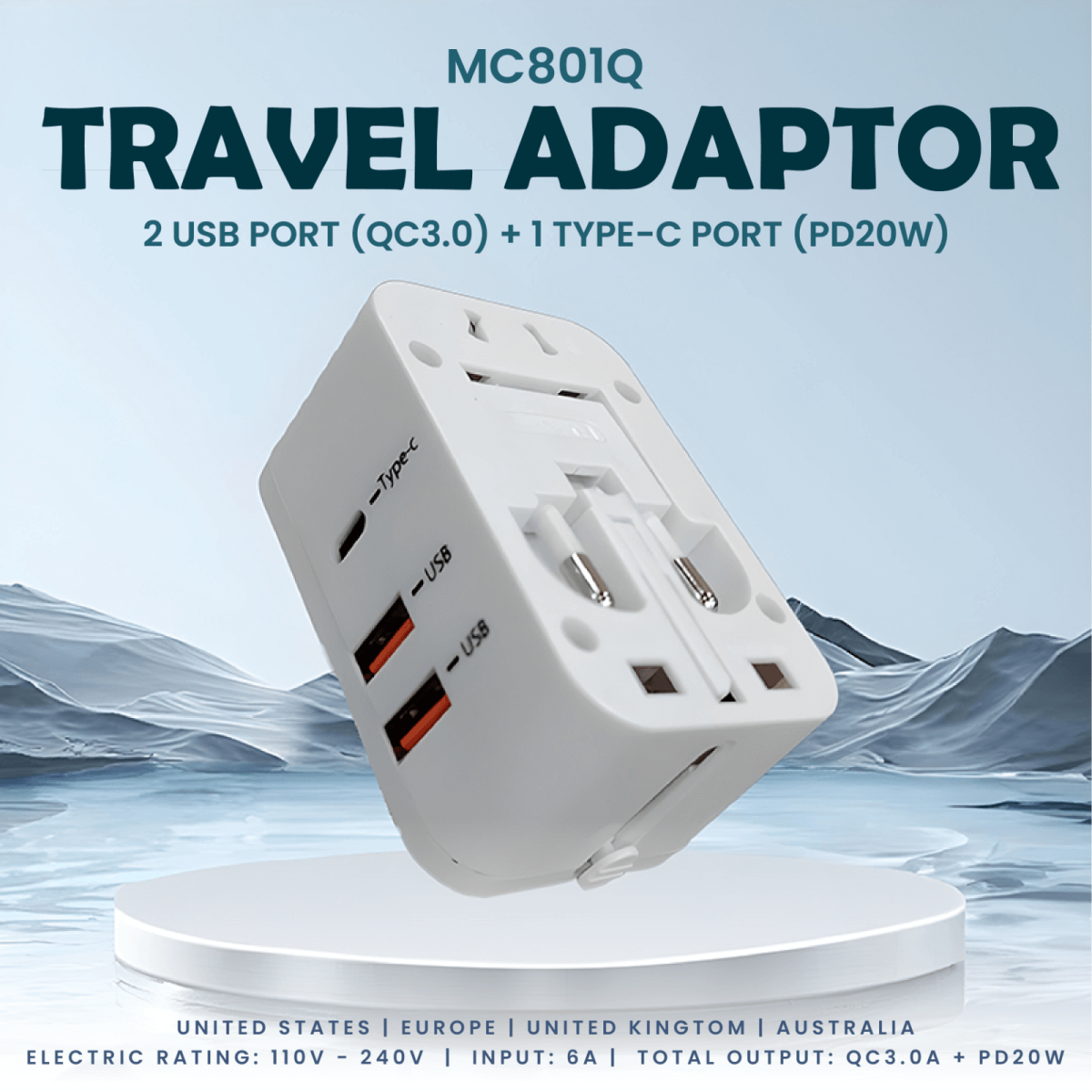Travel Adaptor With PD20W Quick Charge Corporate Gifts Singapore