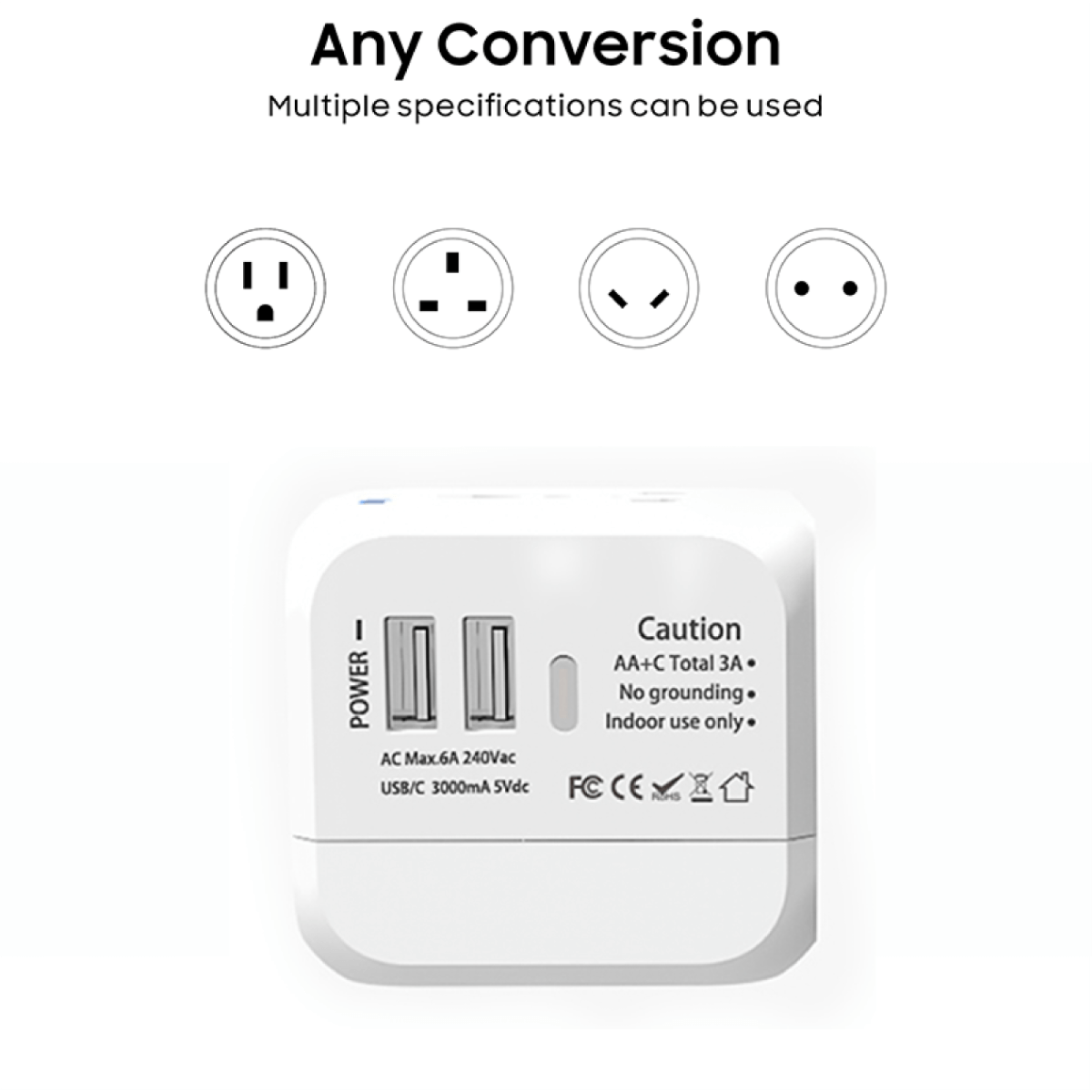 World Travel Adaptor With 2 USB-A + 1 USB-C PD20W Quick Charge Corporate Gifts Singapore