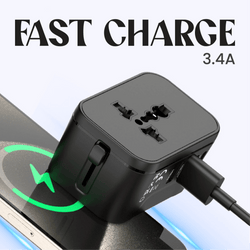 World Travel Adaptor With 3.4A Fast Charge Corporate Gifts Singapore