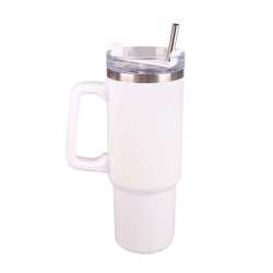 900ml Thermal Flask With Straw and Handle in white, ideal for corporate gifts and hydration on the go.