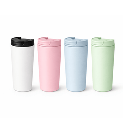 SS304 Stainless Steel 350ml Vacuum Mug in four colors: black, pink, blue, green, perfect for corporate gifts.