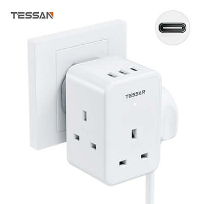 TESSAN Multi Plug Extension Wall Adapter with 2 USB and Type C Corporate Gifts Singapore