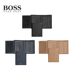 Hugo Boss Money wallet Vertical flap Classic Grained in black and brown leather, perfect corporate gift.