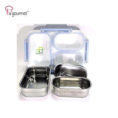 La Gourmet Sassy 1.2L 3 Compartments Stainless Steel Insert Lunch Box Corporate Gifts Singapore