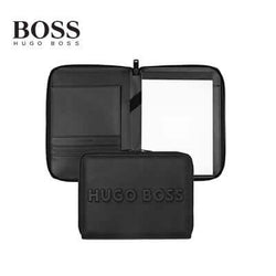 Hugo Boss Conference Folder A5 Label in textured vegan leather for corporate gift, featuring a minimalist design.
