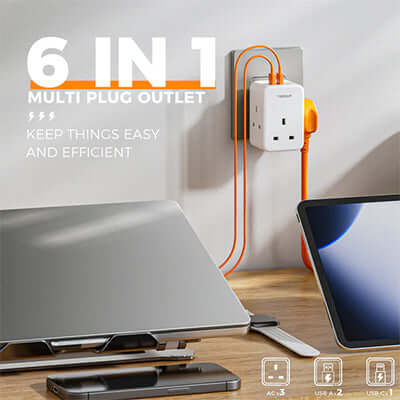 TESSAN Multi Plug Extension Wall Adapter with 2 USB and Type C Corporate Gifts Singapore