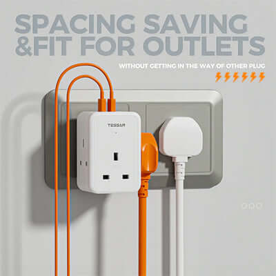 TESSAN Multi Plug Extension Wall Adapter with 2 USB and Type C Corporate Gifts Singapore