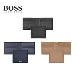 Hugo Boss Wallet Classic Grained in black, navy, and camel with multiple compartments, perfect corporate gift.