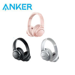 Anker Soundcore Life Q20 Over-Ear Headphones with Hybrid ANC in pink, black, and silver colors.