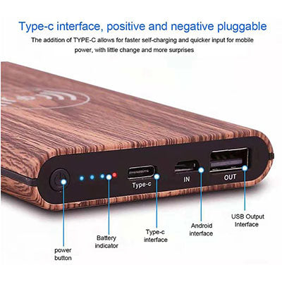 Woodgrain Qi Wireless power bank charger Corporate Gifts Singapore