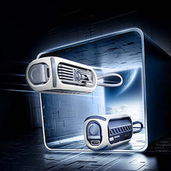 Remax RPP-28 Compact Powerbank 5000mAh showcased in a futuristic design, illustrating its sleek shape and fast-charging features.