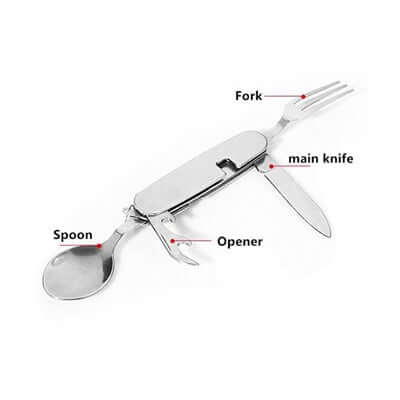 4 in 1 Multifunction Stainless Steel Foldable Travel Cutlery Corporate Gifts Singapore