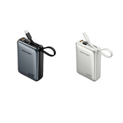 Vention 20000mAh Power Bank 45W in silver and black with charging cables, ideal for travel and corporate gifts.
