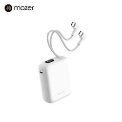 Mazer PowerCharge Nano Duo 10,000mAh PD35W Power Bank with Built-in Dual USB-C Cables (CCC Certified)