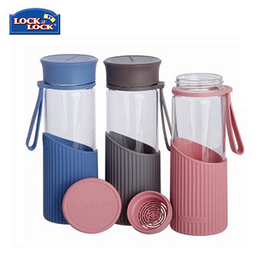 Lock & Lock Stripe Glass Water Bottle 500ml Corporate Gifts Singapore