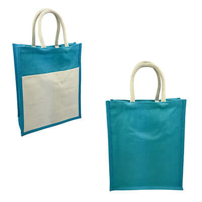 Eco Friendly Jute Tote Bag with Canvas Pocket Corporate Gifts Singapore