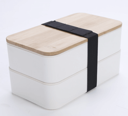 2-tier Lunchbox with Cutlery Set and Bamboo lid Corporate Gifts Singapore