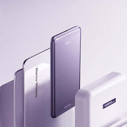 Remax FP-13 Ultra Slim Fast Charging Powerbank 5000mAh displayed among other power banks on a minimalist background.