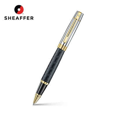 Sheaffer Engraved Black Rollerball Pen with Chrome Cap and Gold Trims Corporate Gifts Singapore