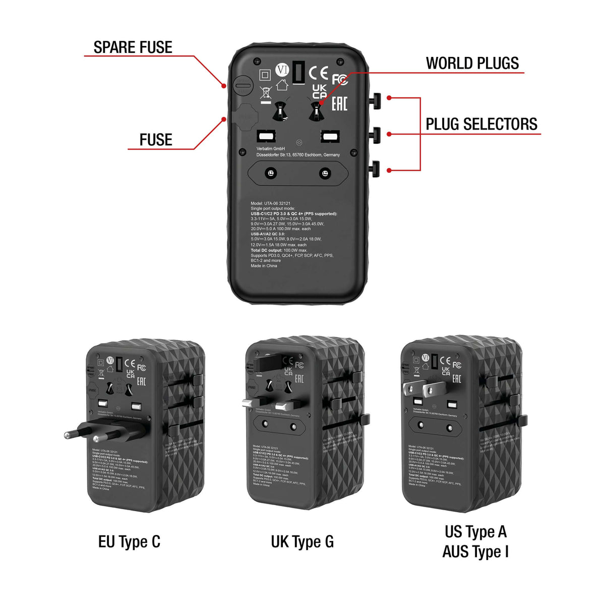 Verbatim 32121 GaN III 100W Universal Travel Adapter Corporate Gifts Singapore