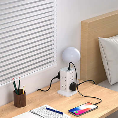 TESSAN Extension Cord Tower 8 Ways with 2 USB-A & 1 USB-C Ports Corporate Gifts Singapore