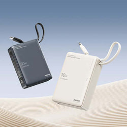 Remax RPP-86 30W Powerbank with Cable 10000mAh in black and white with built-in charging cables