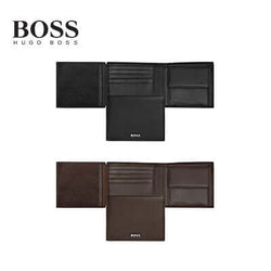 Hugo Boss Money Wallet with Flap Classic Smooth, black and brown leather trifold wallets, perfect corporate gift.