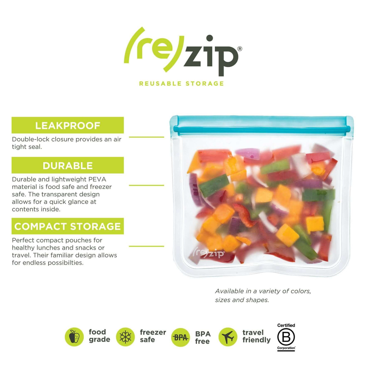 Rezip Lay-Flat Lunch Leakproof Reusable Storage Bag 5-pack Corporate Gifts Singapore