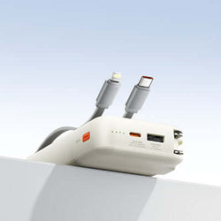 Remax RPP-E6 Powerbank with Wall Plug 20000mAh showing dual charging cables and USB outputs.