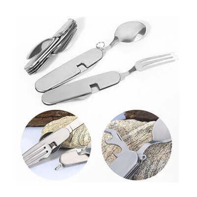 4 in 1 Multifunction Stainless Steel Foldable Travel Cutlery Corporate Gifts Singapore