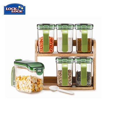 Lock & Lock Slim Seasoning Case 6pcs Set with Wooden Rack Corporate Gifts Singapore