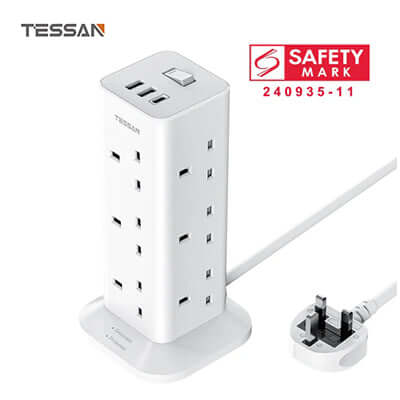 TESSAN Extension Tower 12 Ways with 2 USB-A & 1 USB-C Ports Corporate Gifts Singapore