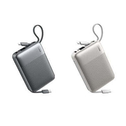 Remax FC-06 Compact Powerbank with Cables 20000mAh in gray and silver colors, designed for portability and efficiency.