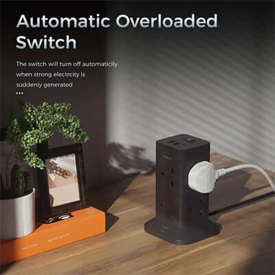TESSAN Tower 8 Sockets Outlet Plug with 2 USB-A & 1 USB-C Ports Corporate Gifts Singapore
