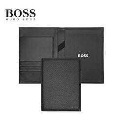 Hugo Boss Conference Folder A5 Arche Black with embossed logo and sleek design.