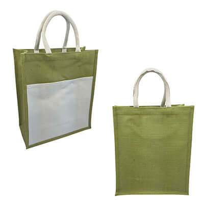 Eco Friendly Jute Tote Bag with Canvas Pocket Corporate Gifts Singapore