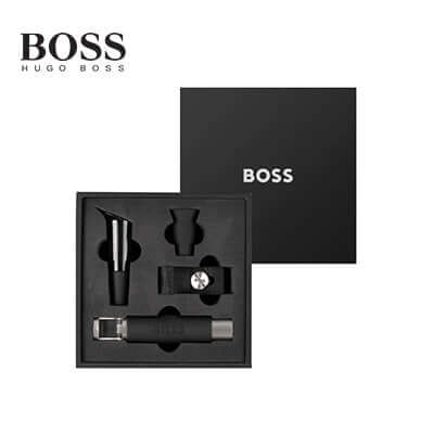 Hugo Boss Wine Set Iconic Black luxury wine accessories in elegant BOSS box, perfect for corporate gift.