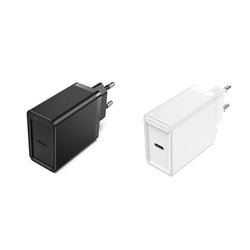 Vention 1-Port USB-C Wall Charger 30W in black and white colors, ideal for quick device charging.