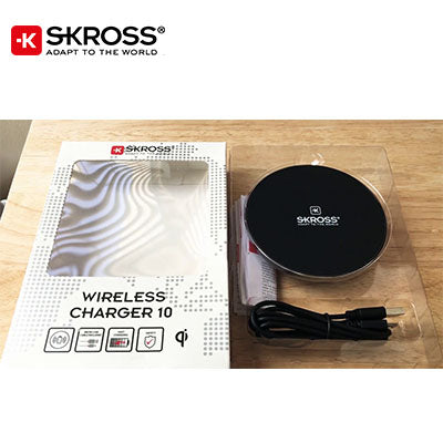 SKROSS Wireless Charger 10 round pad with USB cable and retail packaging