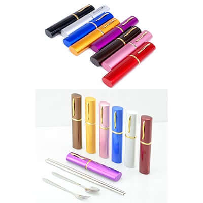 3pcs stainless steel cutlery set with folding chopsticks Corporate Gifts Singapore