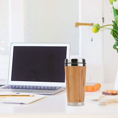 Bamboo Stainless Steel Coffee Mug with Leak-Proof Cover Corporate Gifts Singapore