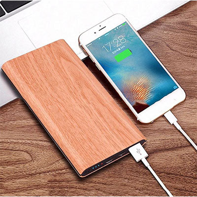 Woodgrain Qi Wireless power bank charger Corporate Gifts Singapore