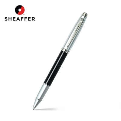 Sheaffer® 100 Glossy Black Barrel Brushed Chrome Cap Rollerball Pen