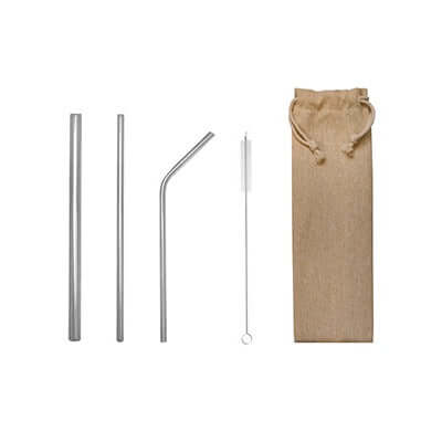 Stainless Steel Straw Set with Canvas Pouch Corporate Gifts Singapore