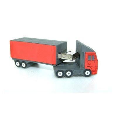 Custom truck-shaped USB flash drive with the cab separated to reveal the USB connector.
