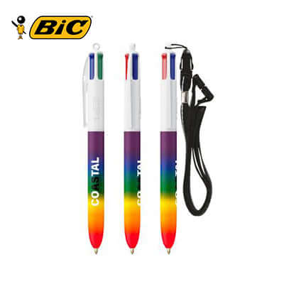 BIC 4 Colours Rainbow Decor + Lanyard Ballpen Corporate Gift Singapore